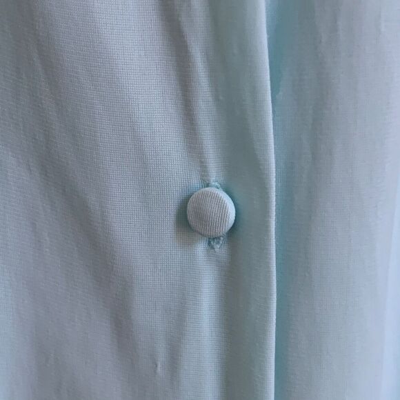 Vintage 80s Vanity Fair Nylon Pajama Set M Blue Buttons Short Sleeve Long Pants - Picture 4 of 12